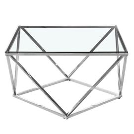 Paris Prix - Table Basse Design En Verre "Lora" 80cm Argent