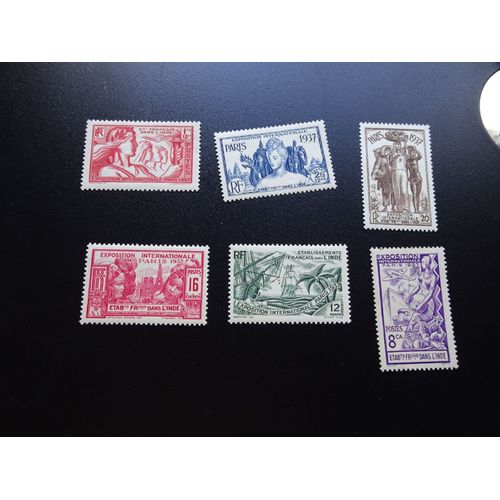Exposition Internationale 1937 Série Timbres Neufs Établissements Français Dans L'inde