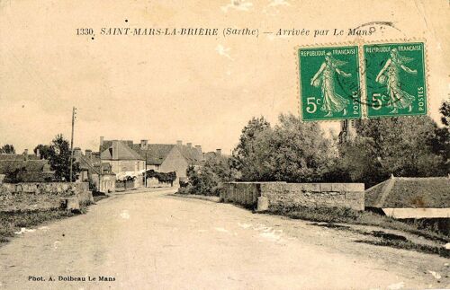 Carte Postale Ancienne, France, Sarthe ( 72 ), Saint Mars La Brière, Entrée Du Village Par Le Mans