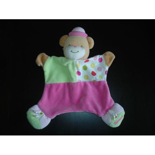 Doudou Plat Takinou Ours Clown Rose Et Vert À Pois...