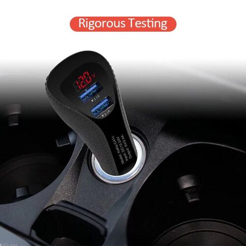 Chargeur De Voiture Double Usb 3.0, Adaptateur De Charge Rapide Pour Téléphones Portables, Tension D'affichage, Accessoires De Pièces Automobiles