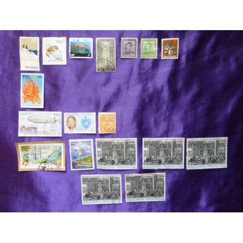 Timbres Nouvelle Zélande, Fiji, St Pierre & Miquelon, Polynésie Française - 18 Très Beaux Timbres Anciens
