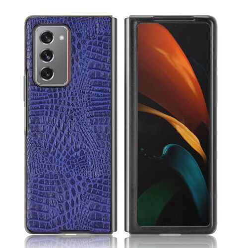 Classique Élégant Étui Pour Samsung Galaxy Z Fold 2 Compatibilité Housse De Protection Anti Éraflure Mode Classique D'alligator - Bleu