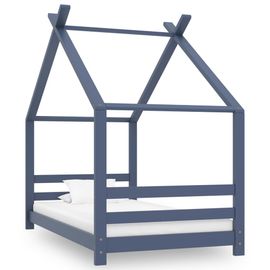 Vidaxl Cadre De Lit D'enfant Gris Bois De Pin Massif 80x160 Cm