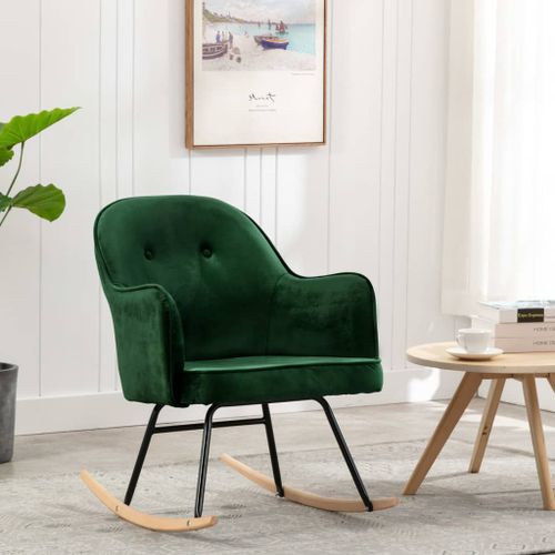 Vidaxl Chaise À Bascule Vert Foncé Velours