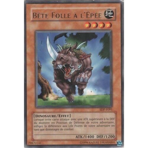 Carte Yu-Gi-Oh! "Bête Folle À L'épée" Rare Sdp-F091