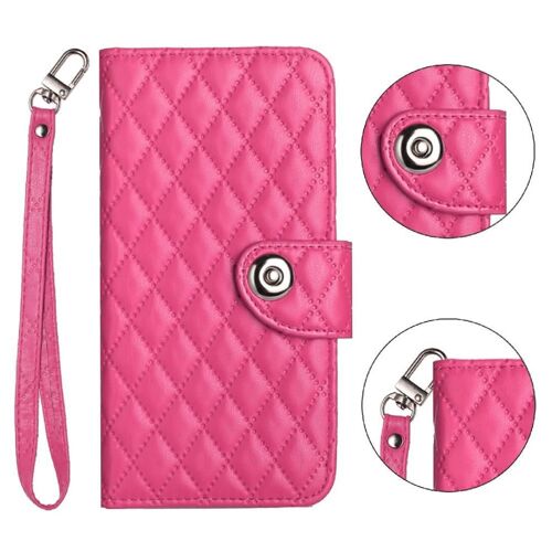 Étui Pour Nokia Hmd Pulse Pro Portefeuille Couverture Protection Élégante Antichoc Titulaire De La Carte Bande De Poignet - Rose Rouge