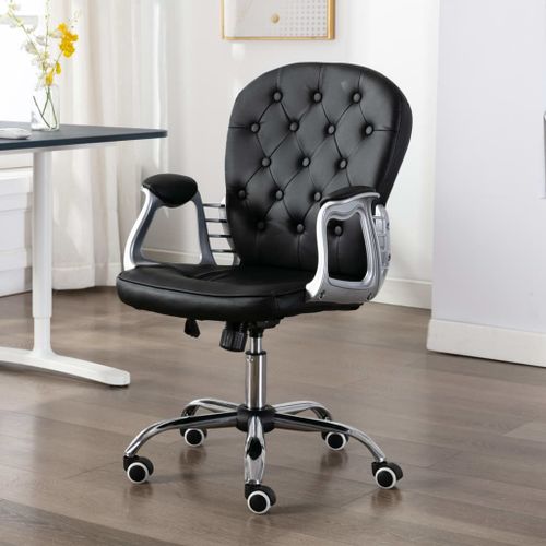 Vidaxl Chaise De Bureau Pivotante Noir Similicuir