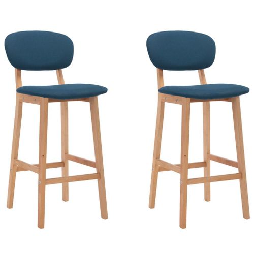 Vidaxl Tabourets De Bar 2 Pcs Bleu Tissu