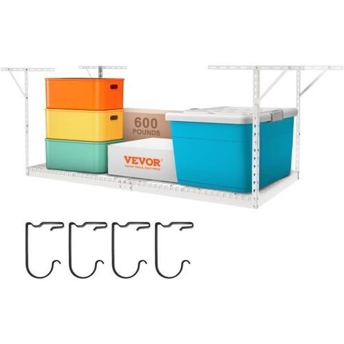 Étagère de rangement pour garage-VEVOR-Acier Laminé à Froid-121,9 x 243,8 x 101,6 cm-Charge 37.2kg-Blanc