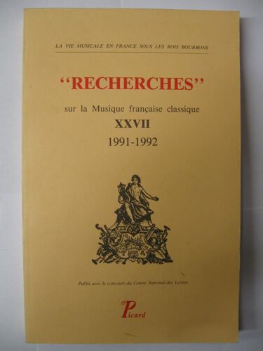 Recherches Sur La Musique Française Classique - N° 1991-1992 - Recherches Sur La Musique Française Classique