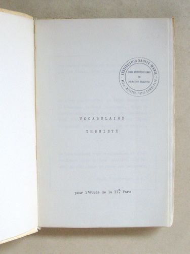 Vocabulaire Thomiste Pour L'étude De La Iia Pars
