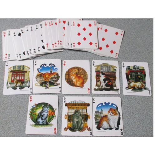 Jeu De 42 Cartes Aspect Plastifié Du Magazine Atout Chat-36 Cartes Du 2 Au 10 Inclus Pique/Carreau/Trèfle/Coeur + 8 Cartes De Figures Illustrées D'aquarelles De Bernard Vercruyce