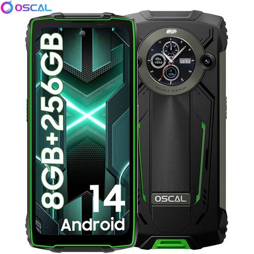 Oscal PILOT 2 Smartphone Incassable 6.5"" Double Écran 16Go+256Go 50MP+32MP 8800mAh Dual SIM - Vert