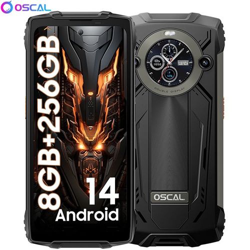 Oscal PILOT 2 Smartphone Incassable 6.5"" Double Écran 16Go+256Go 50MP+32MP 8800mAh Dual SIM - Noir