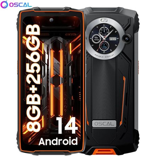 Oscal PILOT 2 Smartphone Incassable 6.5"" Double Écran 16Go+256Go 50MP+32MP 8800mAh Dual SIM - Orange
