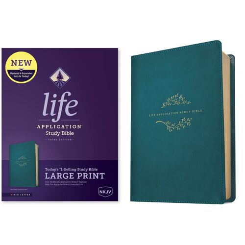 Nkjv Life Application Study Bible, Third Edition, Large Print (Leatherlike, Teal Blue, Red Letter)