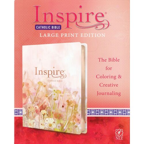 Inspire Catholic Bible Nlt Large Print (Leatherlike, Pink Fields With Rose Gold)