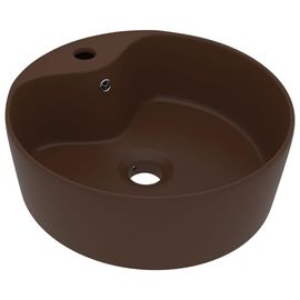 Vidaxl Lavabo Avec Trop-Plein Marron Foncé Mat 36x13 Cm Céramique