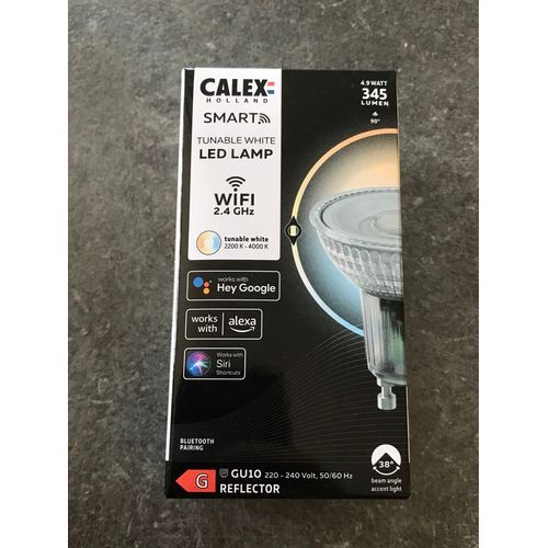 Calex Ampoule Led Intelligente Gu10 Alexa Gu10 Avec Commande Vocale Et Application, Ampoule Led 5 W Gu10, Wi-Fi Gu10, Blanc Chaud, À Intensité Variable, 1800-3000 K