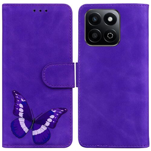 Flip Étui Pour Honor Play 60 Plus Papillon Portefeuille Fentes Pour Cartes Couverture Flip Folio Couleur Imprimée - Violet