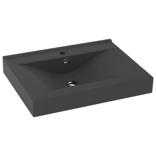 vidaXL Lavabo avec trou de robinet Gris foncé mat 60x46 cm Céramique