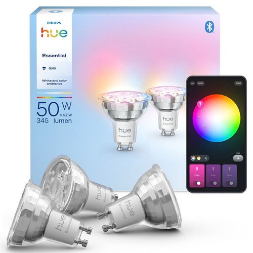 Pack De 3 Ampoules Connectées Philips Hue Essential Gu10 Ambiance Blanc Et Couleur