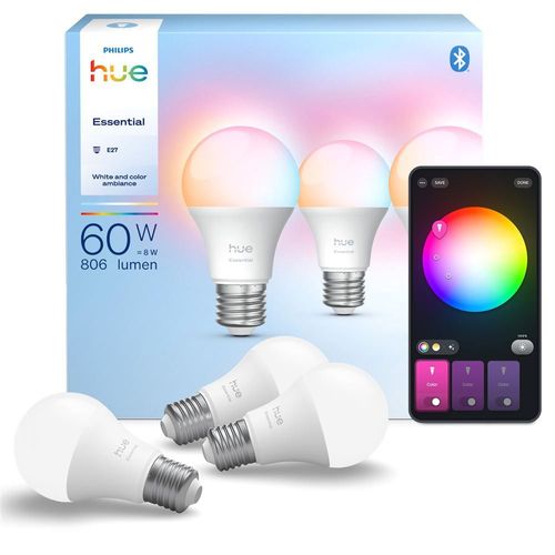 Pack De 3 Ampoules Connectées Philips Hue Essential E27 Ambiance Blanc Et Couleur