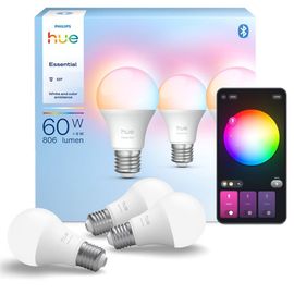 Pack De 3 Ampoules Connectées Philips Hue Essential E27 Ambiance Blanc Et Couleur
