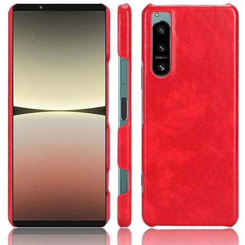 Rétro Étui Pour Sony Xperia 5 Iv Anti Éraflure Rétro Modèle De Litchi Housse De Protection Compatibilité - Rouge