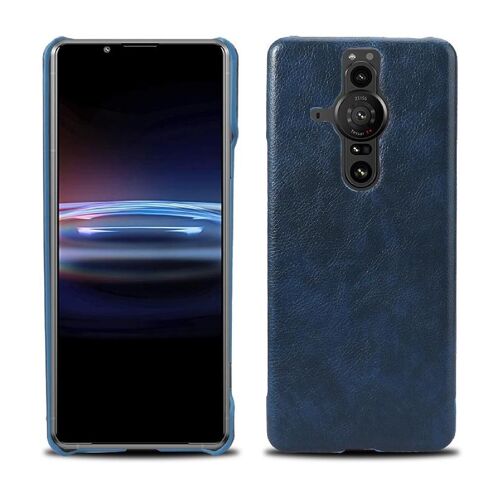Rétro Étui Pour Sony Xperia Pro-I Rétro Compatibilité Housse De Protection Modèle De Litchi Anti Éraflure - Bleu