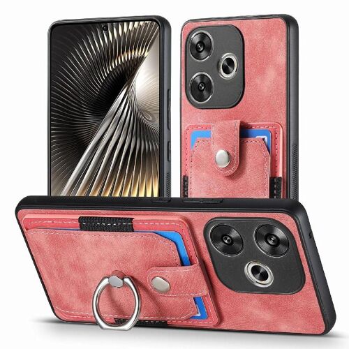 Étui Pour Xiaomi Redmi Turbo 3 5g Support Fente Pour Crad Support De Voiture Magnétique Support De Bague - Couleur Rose