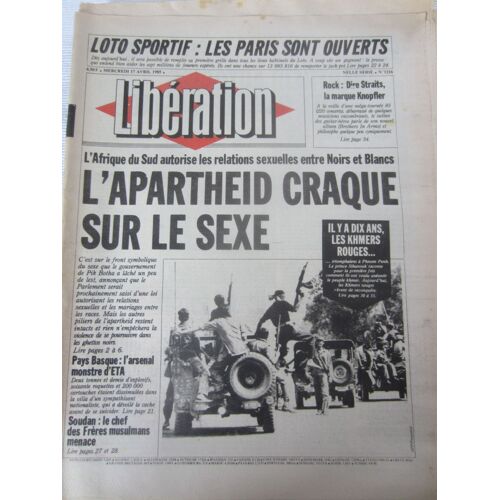 Libération 1216 L'apartheid Craque Sur Le Sexe.
