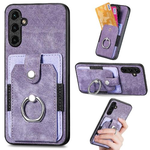 Étui Pour Samsung Galaxy A14 5g Support De Voiture Magnétique Fente Pour Crad Support Support De Bague - Violet
