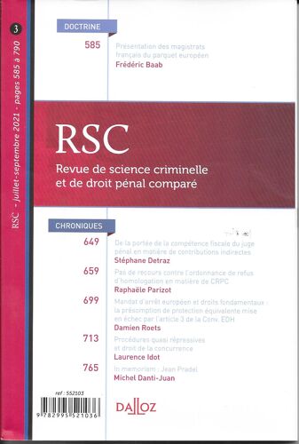 Rsc Revue De Science Criminelle 3
