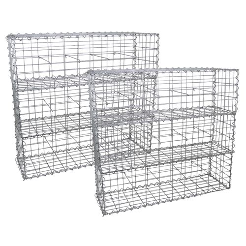 Lot De 6 Paniers De Gabions Argentés En Acier Galvanisé Pour Projets D¿Aménagement Extérieur, Murs De Soutènement, Clôture De Jardin. 100 X 30 X 30cm