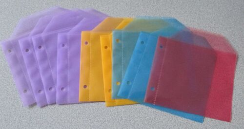 Lot De 9 Pochettes Plastiques À Rabat Pour Cd - Perforation De 2 Trous Pour Rangement Dans Classeur - Marque Atlanta - 2 Bleu + 1 Jaune + 1 Rose + 4 Violet