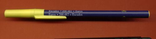 Stylo Publicitaire Advertising Pen Caneta Convertisseur Escudos Euros Portugal