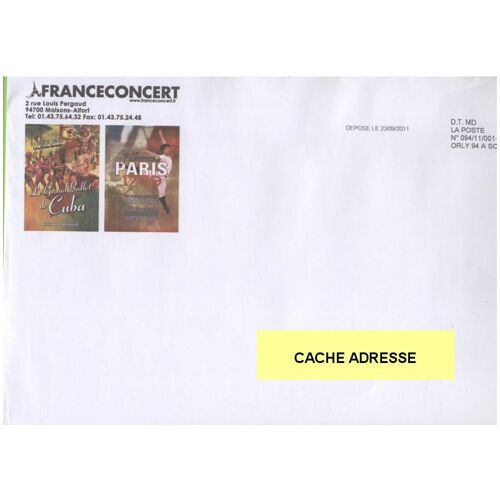 Enveloppe Envelope France Concert 23/09/2011 France