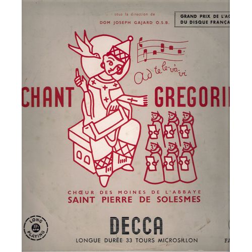 Chant Grégorien (Dir.Dom Joseph Gajard) Grand Prix De L'académie Du Disque Français 1953