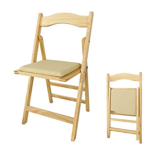 Sobuy Fst06-N Chaise Pliante En Bois Avec Assise Rembourrée, Chaise Pliable Pour Cuisine, Bureau, Etc -Naturel Du Bois