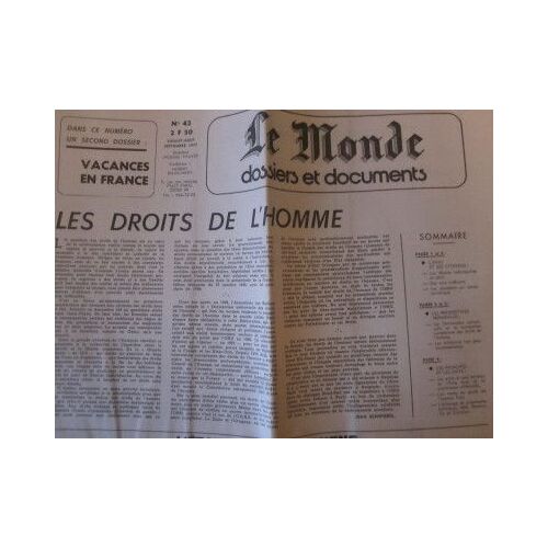 Le Monde Dossiers & Documents N°43. 1977 : Les Droits De L'homme