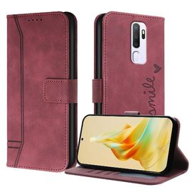 Téléphone Étui Pour Oppo A5 2020 Cuir Pu Fermeture Magnétique Sangle À Main Portefeuille Flip Folio Couverture De Fentes Pour Cartes - Rouge