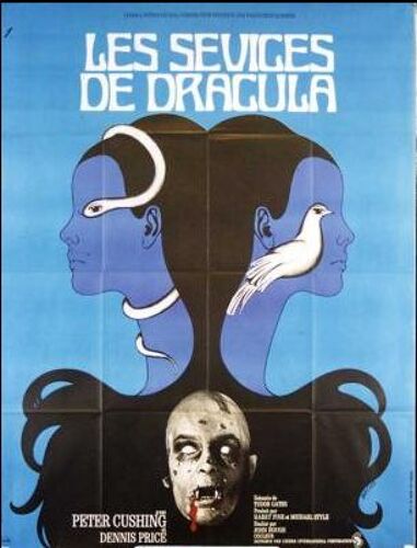 Les Sevices De Dracula / Twins Of Evil - Véritable Affiche De Cinéma - Format 120x160 Cm - De John Hough Avec Peter Cushing, Dennis Price, Mary Collinson, Madelaine Collinson- Année 1971