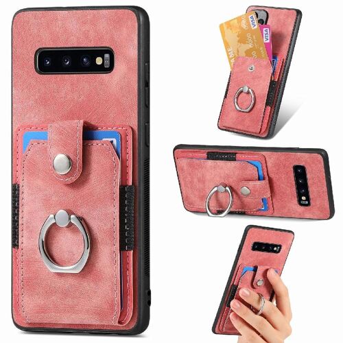Étui Pour Samsung Galaxy S10 Plus Fente Pour Crad Support De Voiture Magnétique Support Support De Bague - Couleur Rose