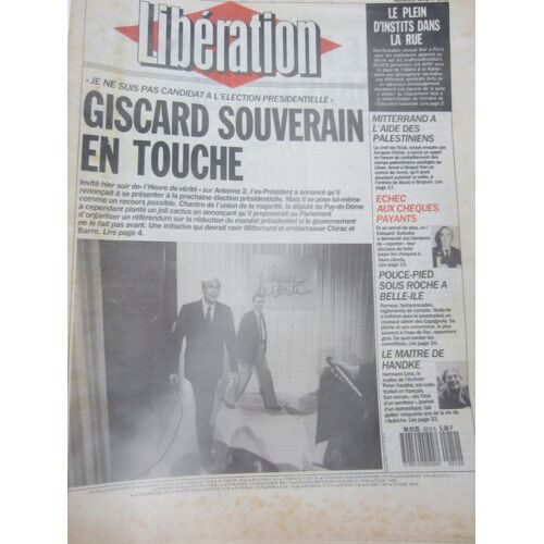 Libération 1783 Giscard Souverain En Touche
