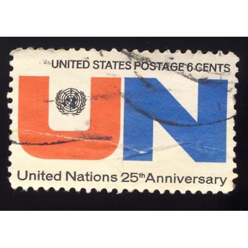 Timbre U S A, United Nation, 25e Anniversary, United States Postage 6 Cents