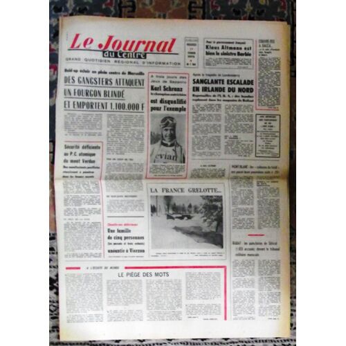Le Journal Du Centre 1er Fev 1972.Klaus Altmann Est Bien Le Sinistre Barbie