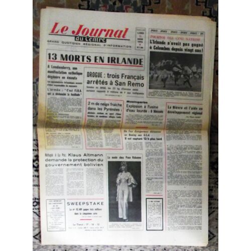 Le Journal Du Centre 31 Jan 1972.Réfugié À La Paz,Klaus Altmann Demande La Protection Du Gouverneme