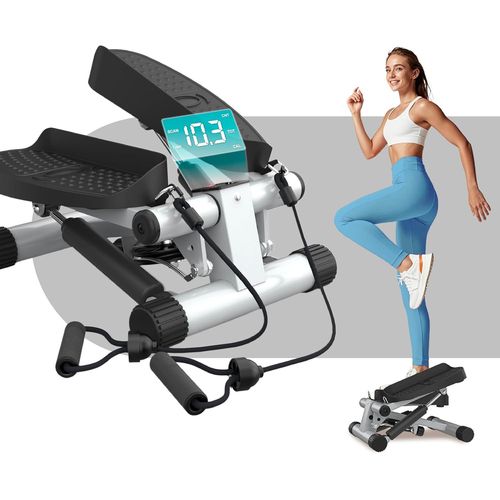Mini Stepper Pour La Maison | Appareil Up-Down Avec Cordes De Résistance & Écran Lcd | Entraîneur 2 En 1 Jusqu¿À 100 Kg | Fitness Jambes & Bras-Var